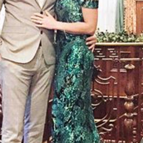 Green Black Mermaid Dress - Picture 5 of 5